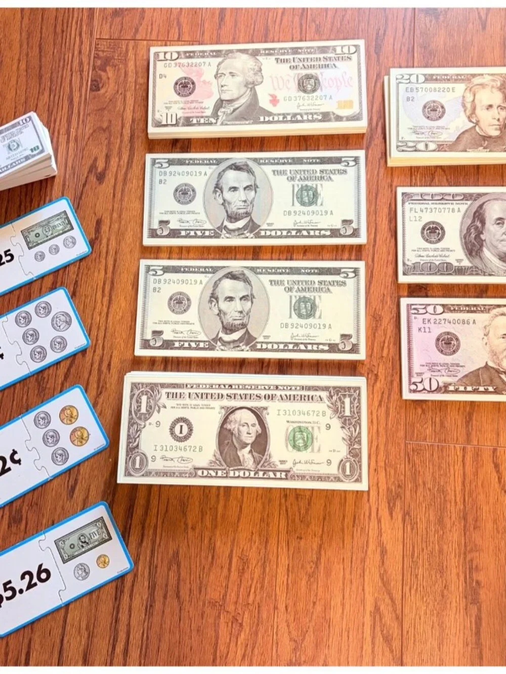 Money Match-Up Puzzles & Play Money Set For Kids Learning Financial Literacy